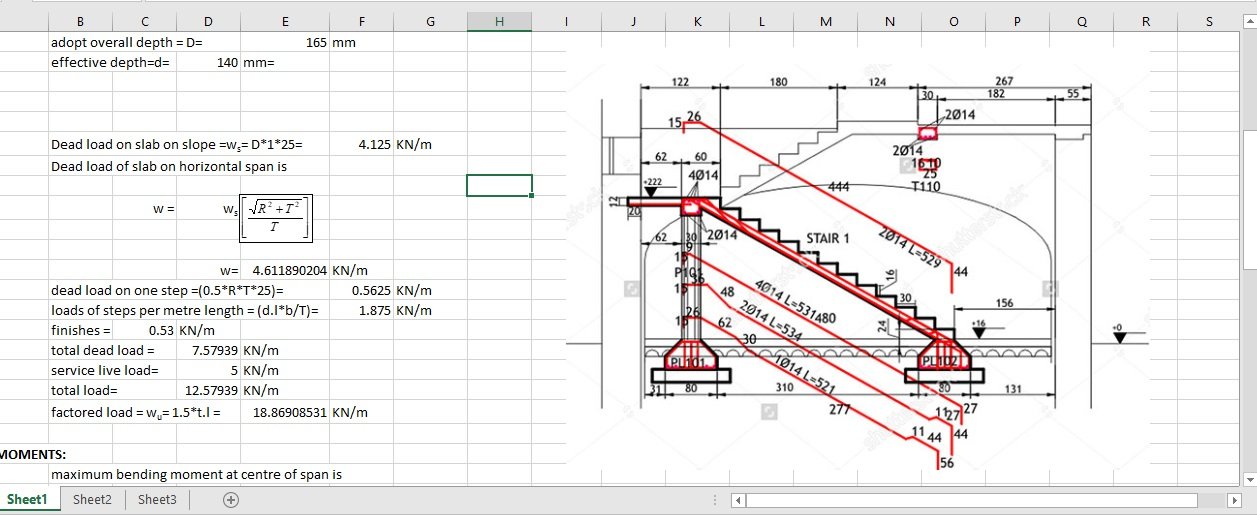 Design Of Reinforced Concrete Staircase Excel Spreadsheet